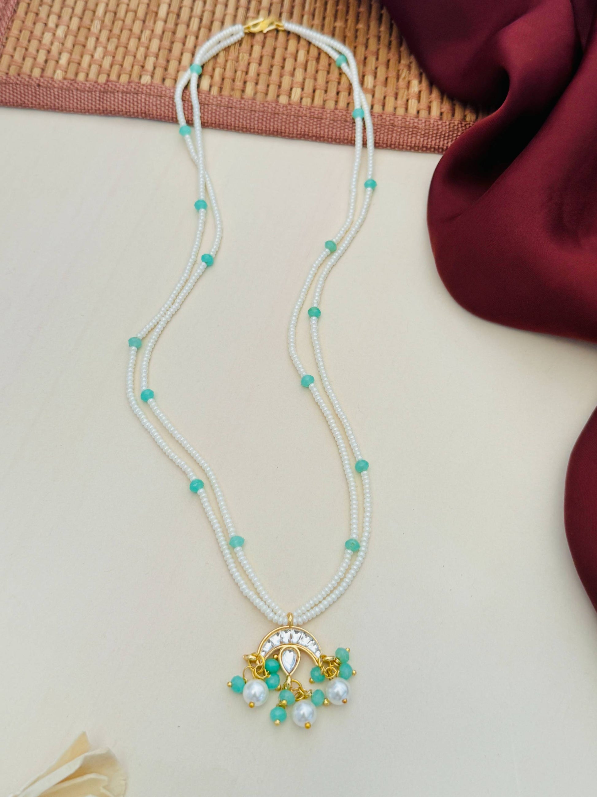 Elegant Gold Plated Kundan Pearl Pendant Set - jewellery by Abdesigns Jewellery