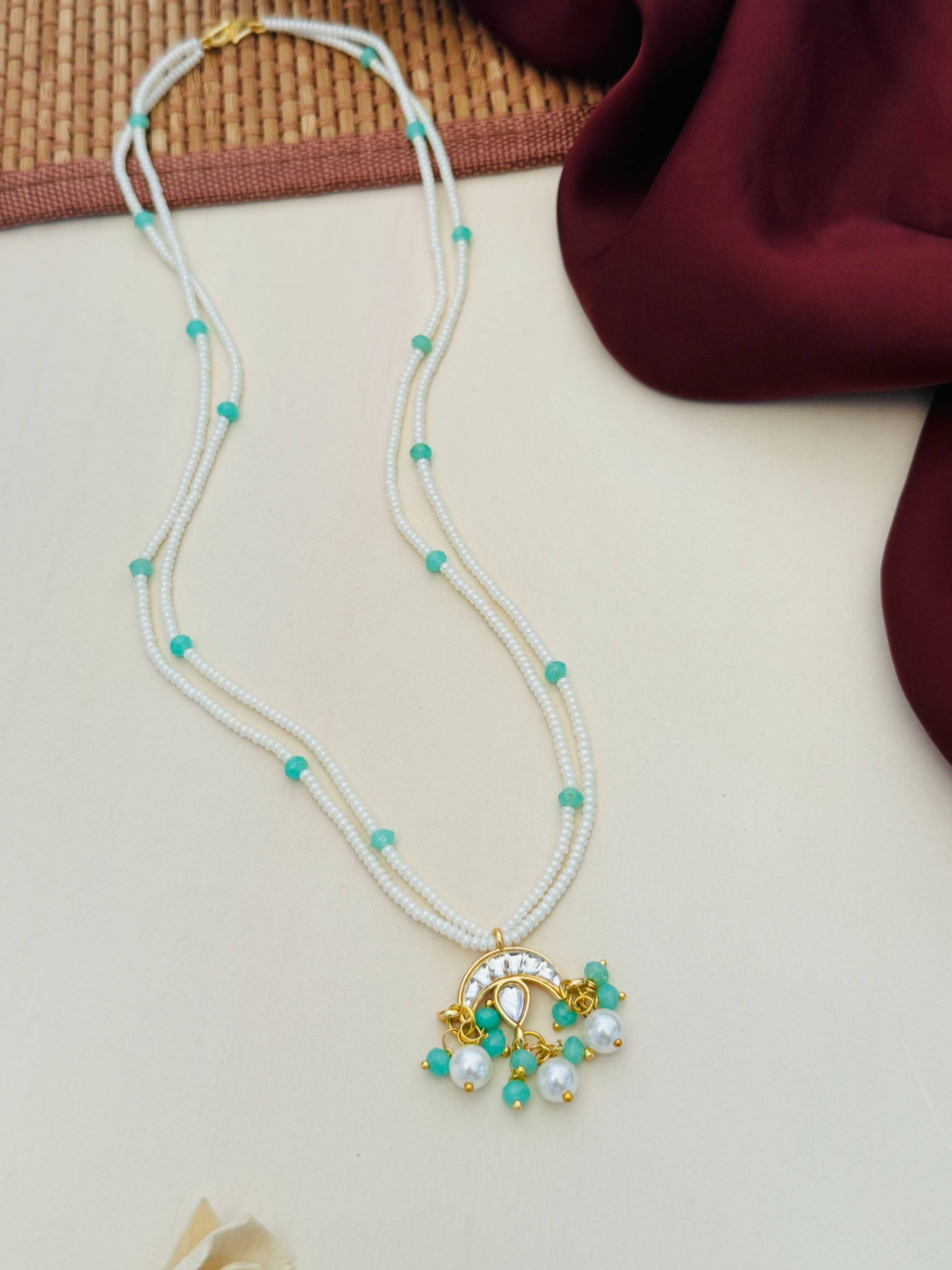 Elegant Gold Plated Kundan Pearl Pendant Set - jewellery by Abdesigns Jewellery