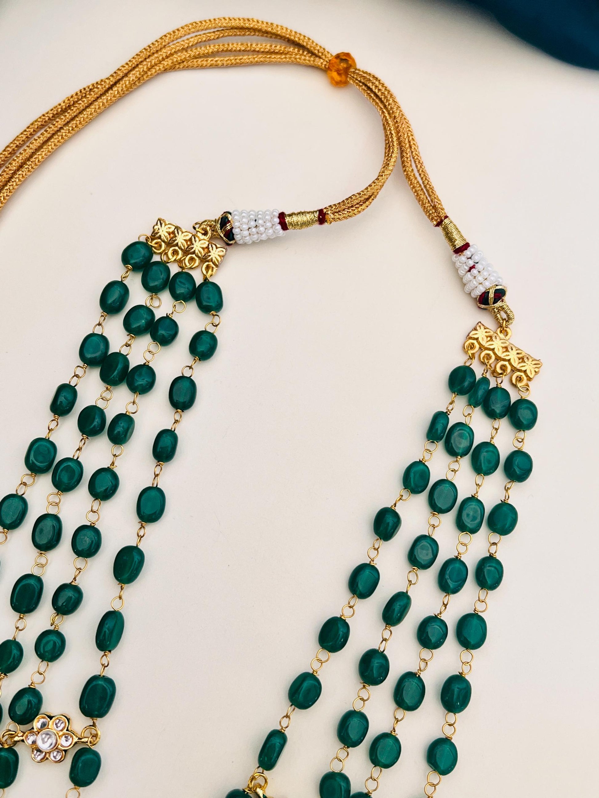 Green Beaded Layered Mala Necklace Set – Traditional Royal Glam - jewellery by Abdesigns Jewellery