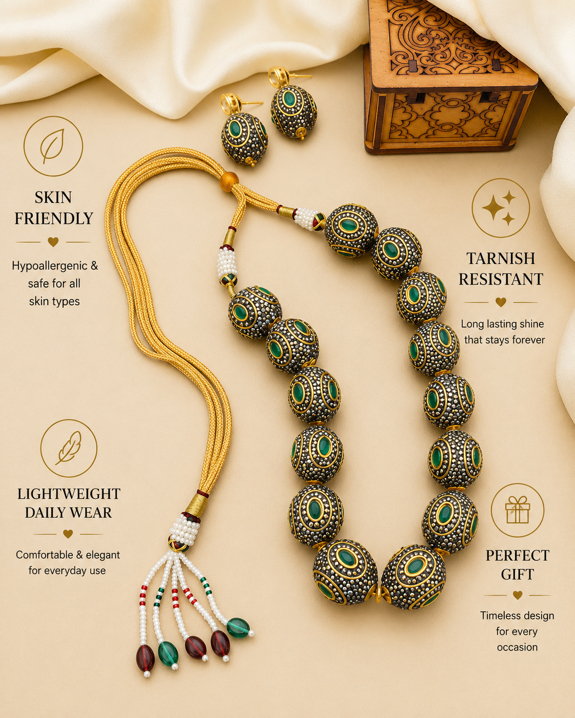 High Quality Round Jaipuri Beads Big Ball Mala Set - jewellery by Abdesigns Jewellery