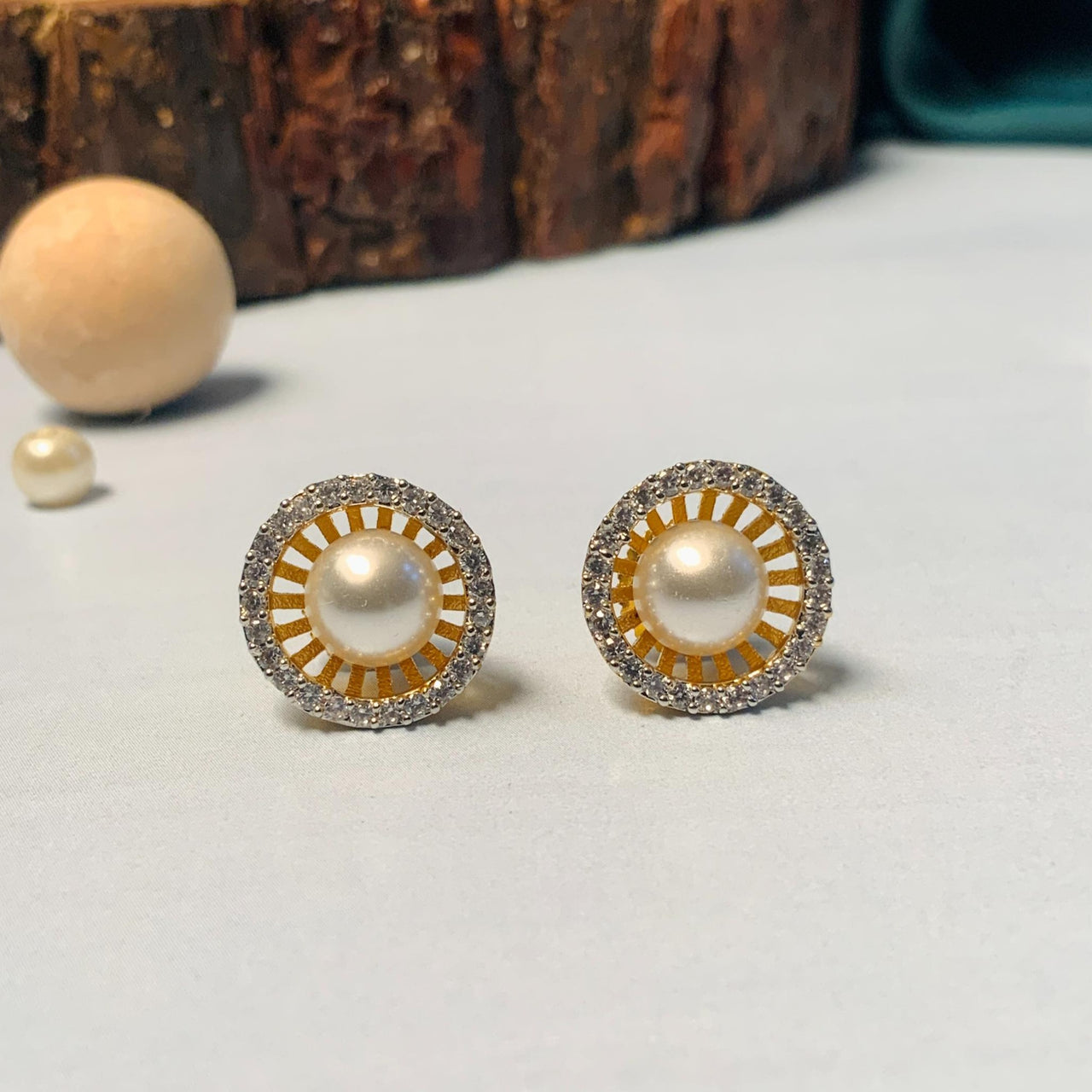 Gold Plated Pearl Studs 