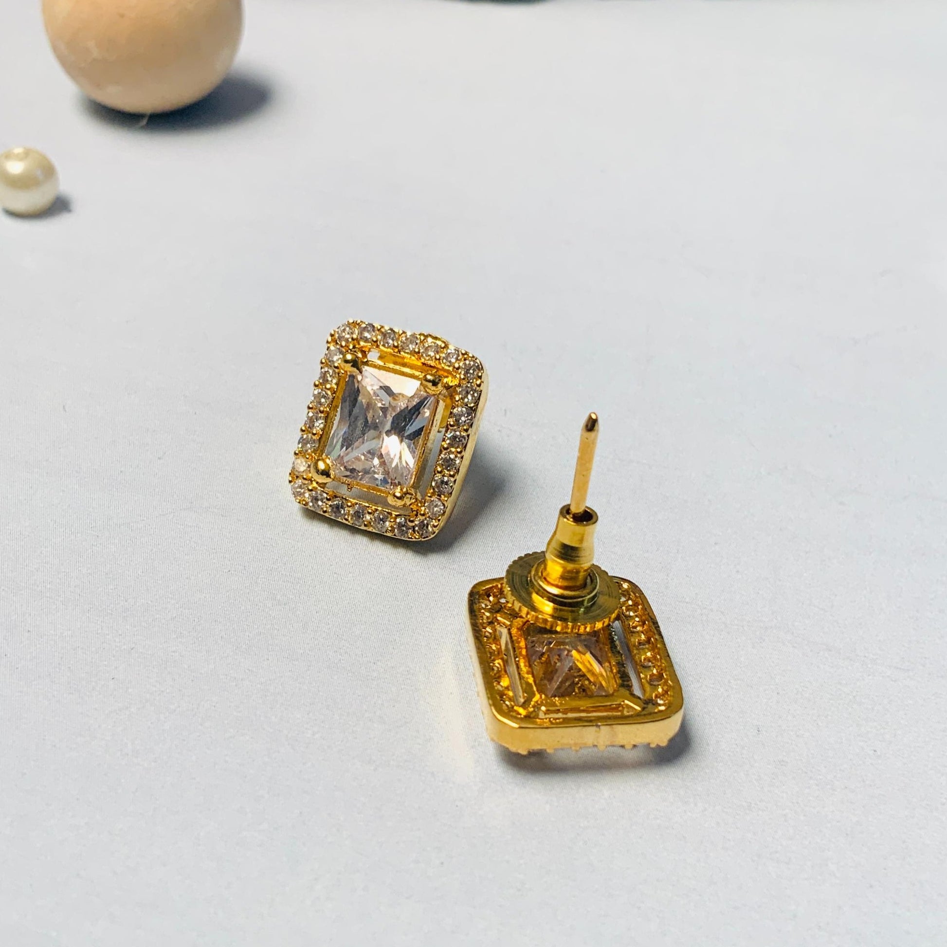 Gold American Diamond Studs 