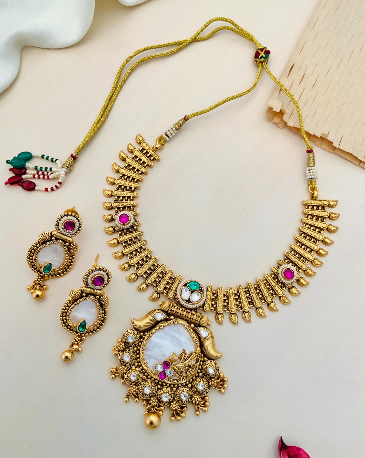  Antique Golden Plated Necklace Set 