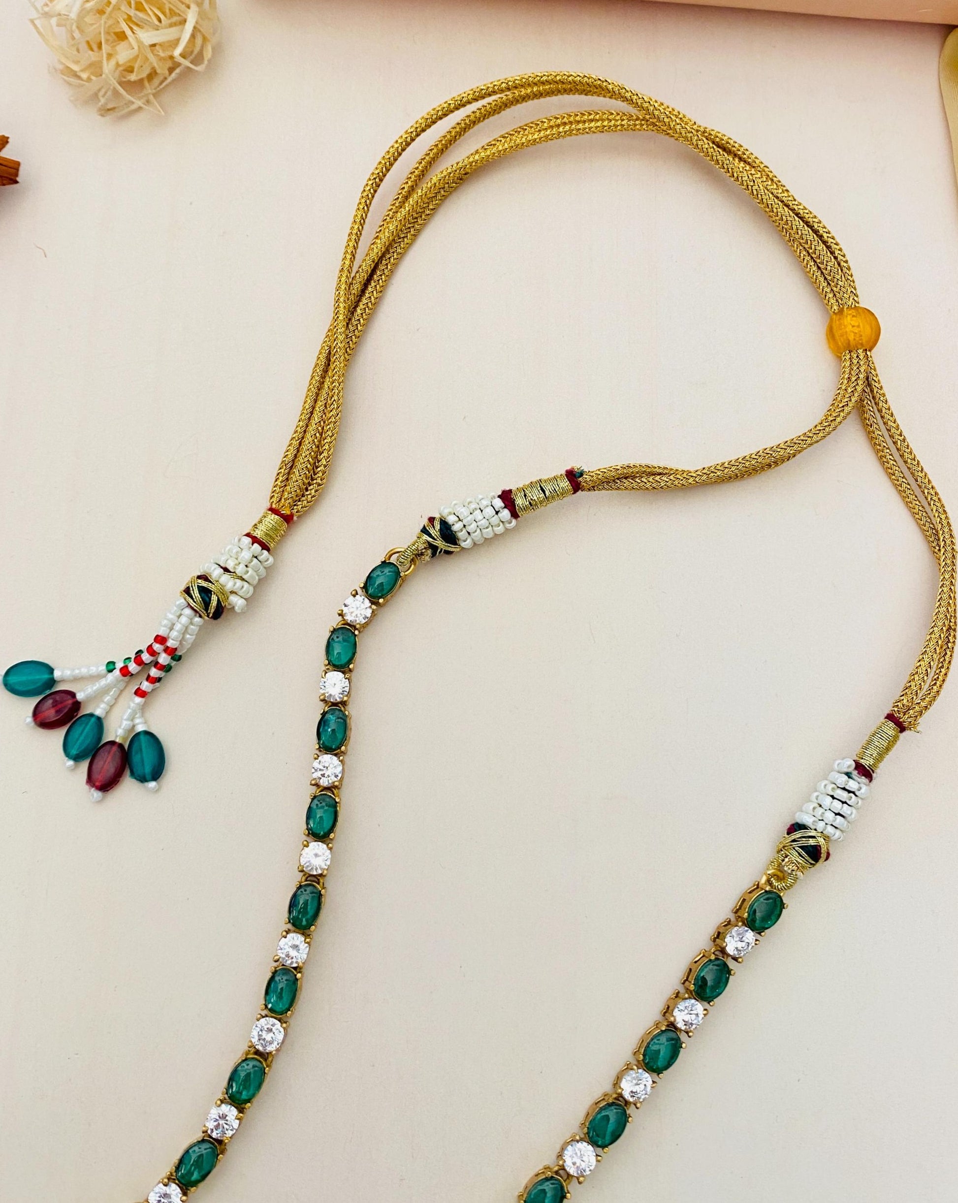 Gold Plated Emerald Polki Peacock Necklace Set - Abdesignsjewellery
