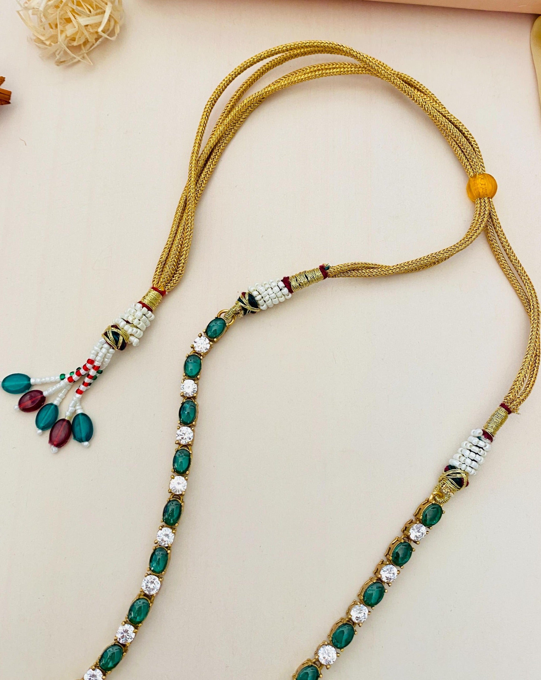 Gold Plated Emerald Polki Peacock Necklace Set - Abdesignsjewellery