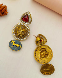 Thumbnail for Gold Plated MultiColour Sabyasachi Diamond Necklace Set - Abdesignsjewellery