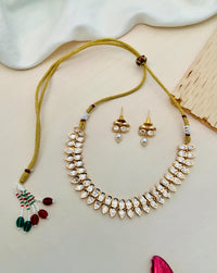 Thumbnail for Minimal Gold Plated Polki Diamond Necklace Set