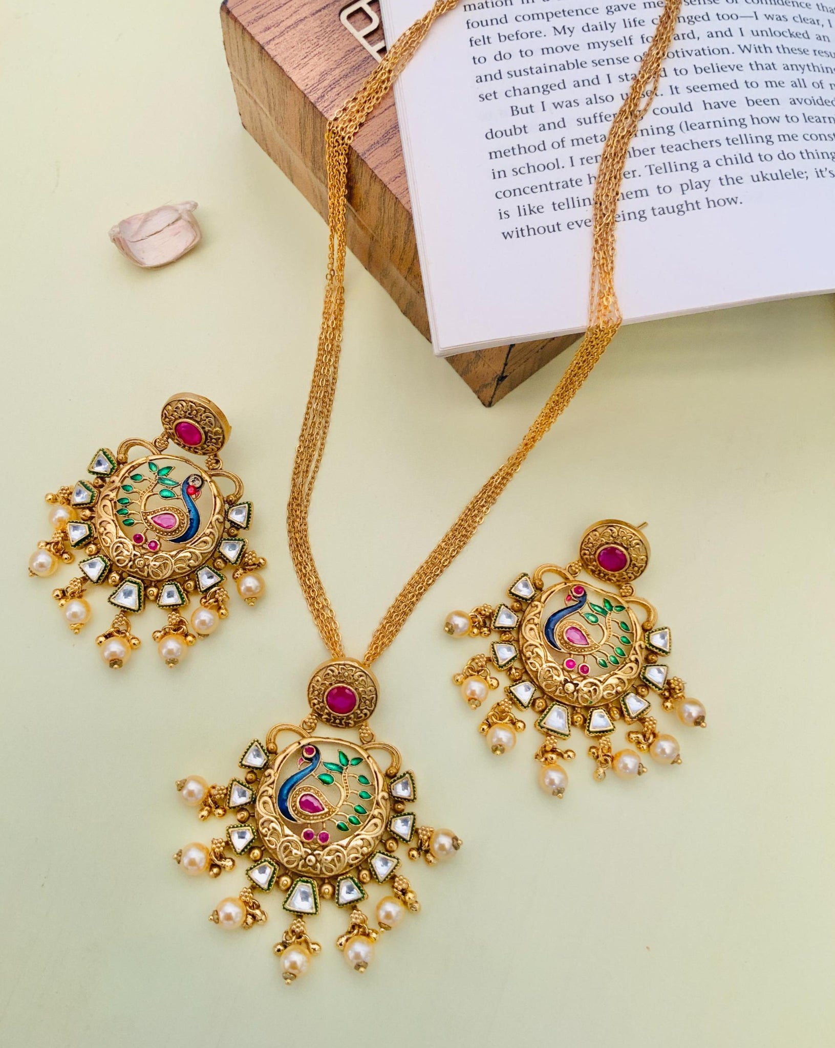 Peacock Style Gold Plated Necklace Set