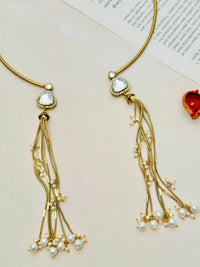 Thumbnail for Gold Plated Polki Pearl Drop Hasli Necklace