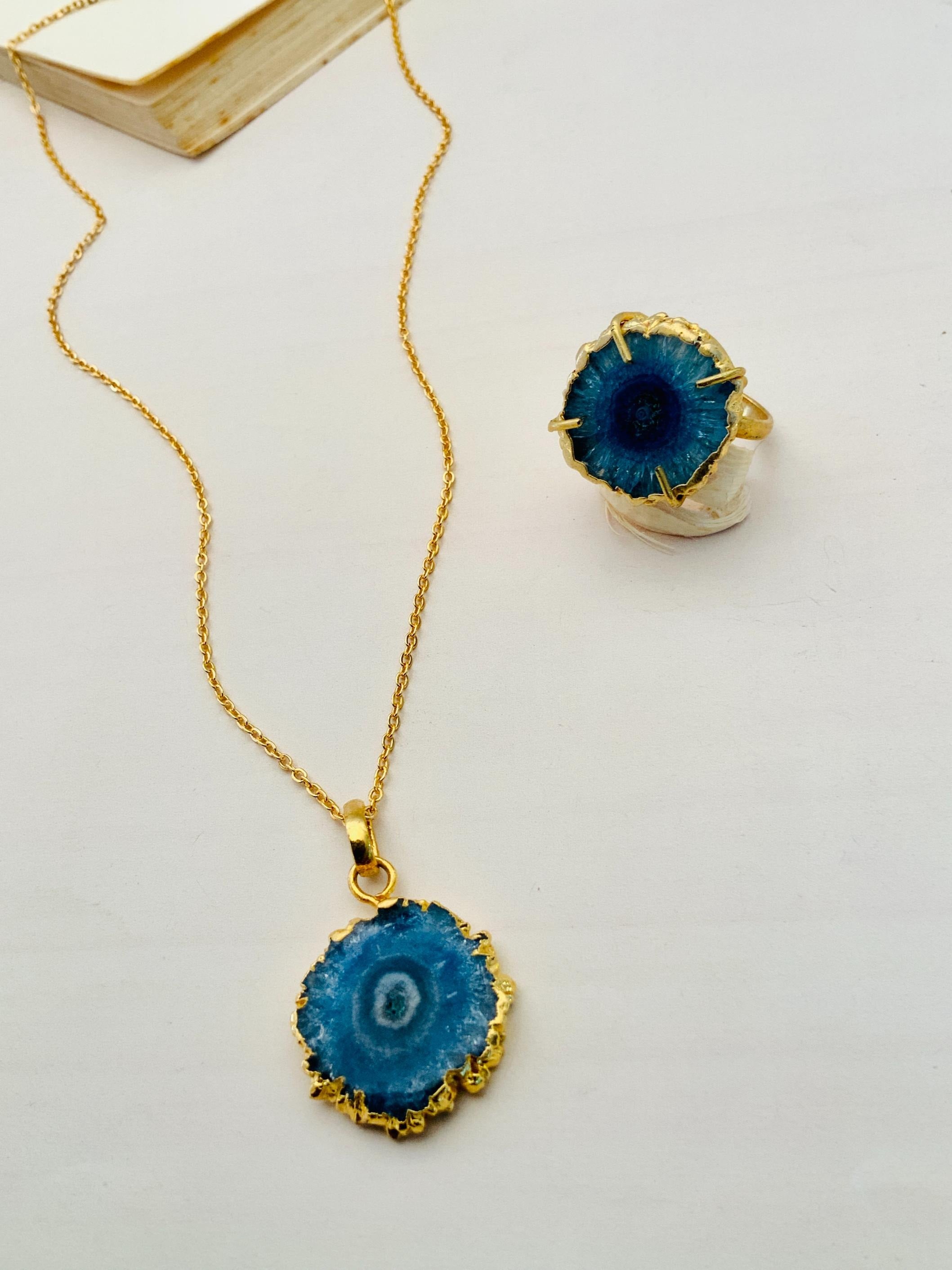 Beautiful Druzy Stone Design Pendant Chain Combo - Abdesignsjewellery