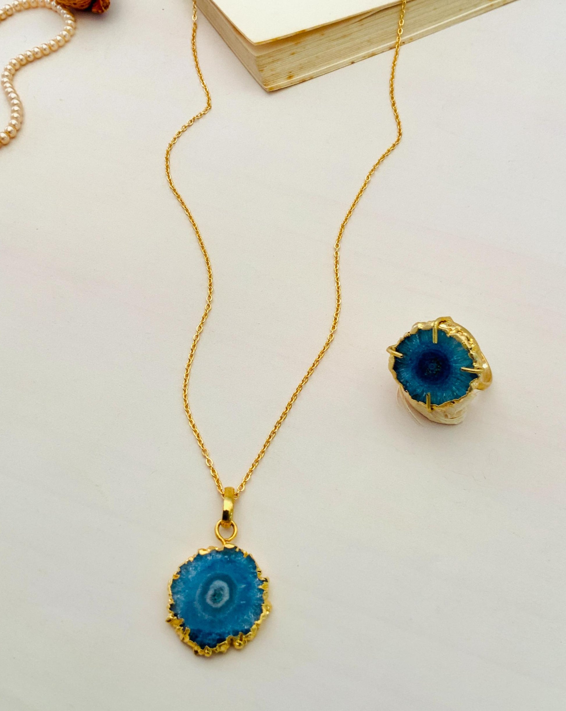 Beautiful Druzy Stone Design Pendant Chain Combo - Abdesignsjewellery