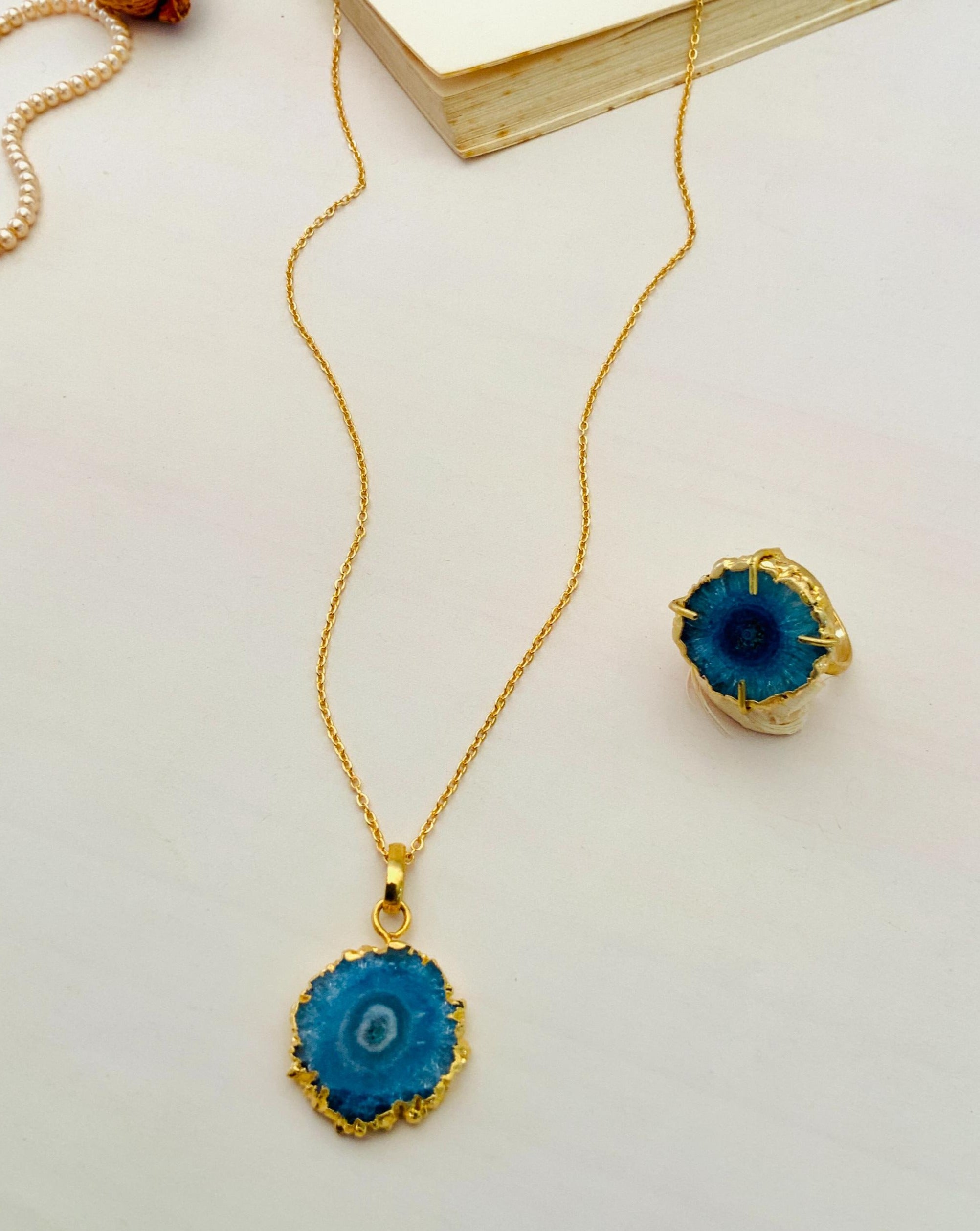 Beautiful Druzy Stone Design Pendant Chain Combo - Abdesignsjewellery