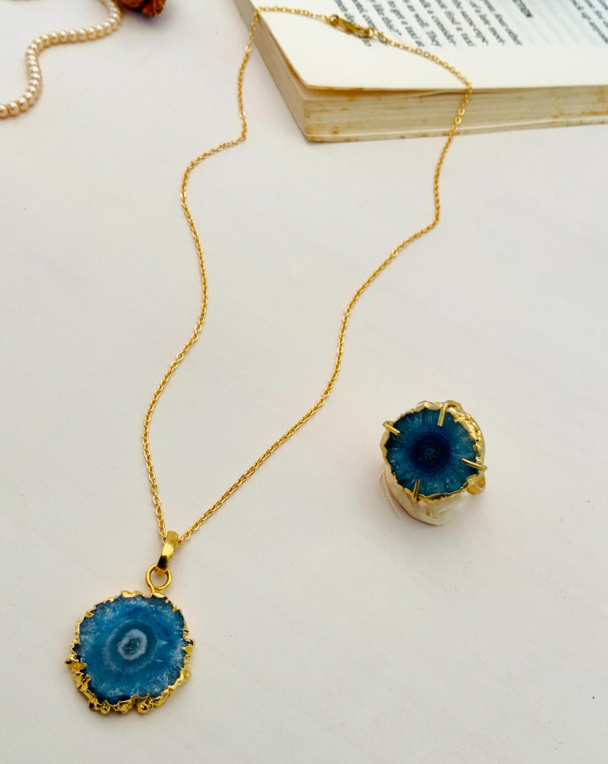 Beautiful Druzy Stone Design Pendant Chain Combo - Abdesignsjewellery