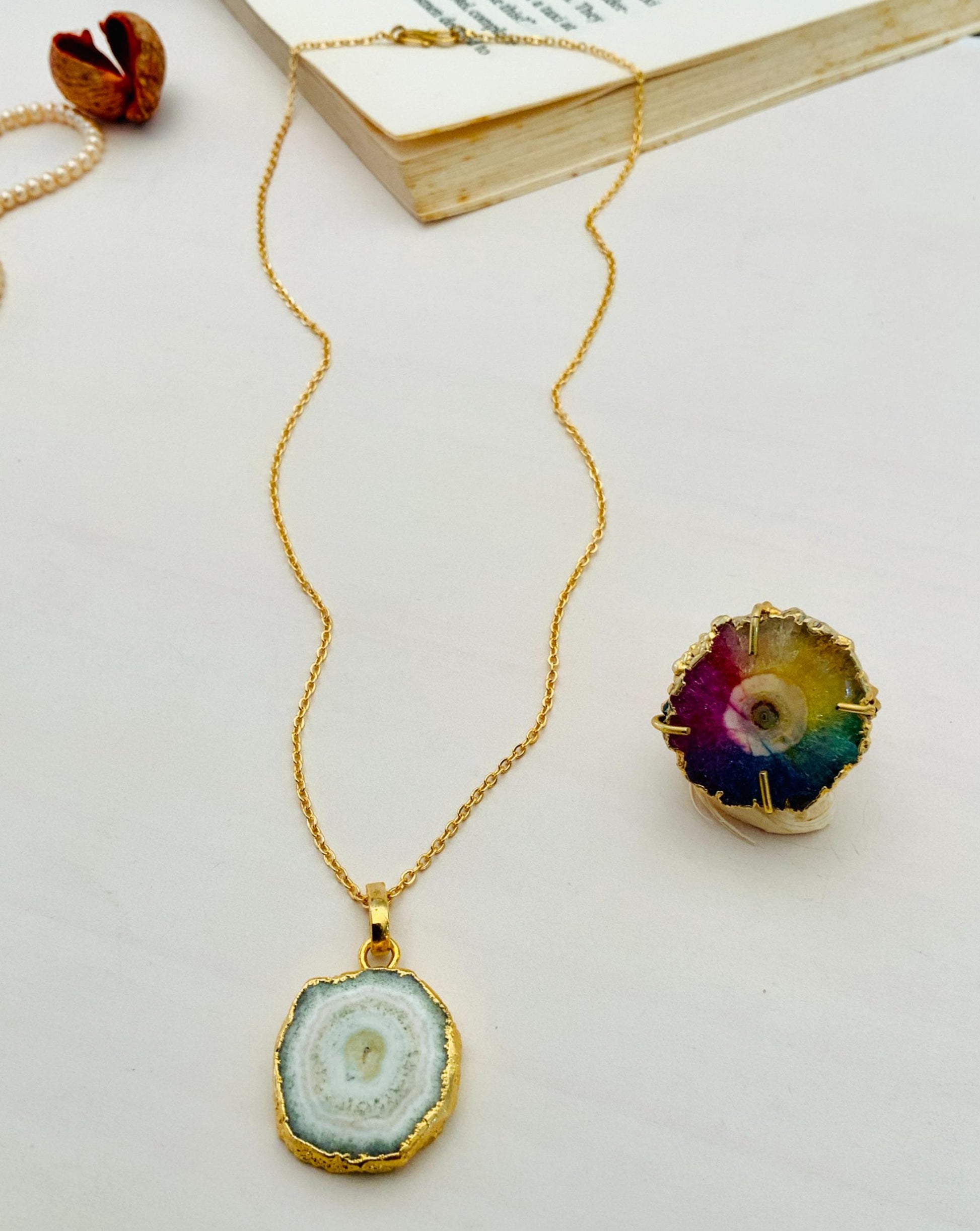 Elegant Druzy Stone Design Pendant Chain Combo - Abdesignsjewellery