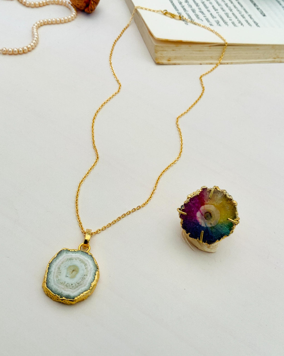 Elegant Druzy Stone Design Pendant Chain Combo - Abdesignsjewellery
