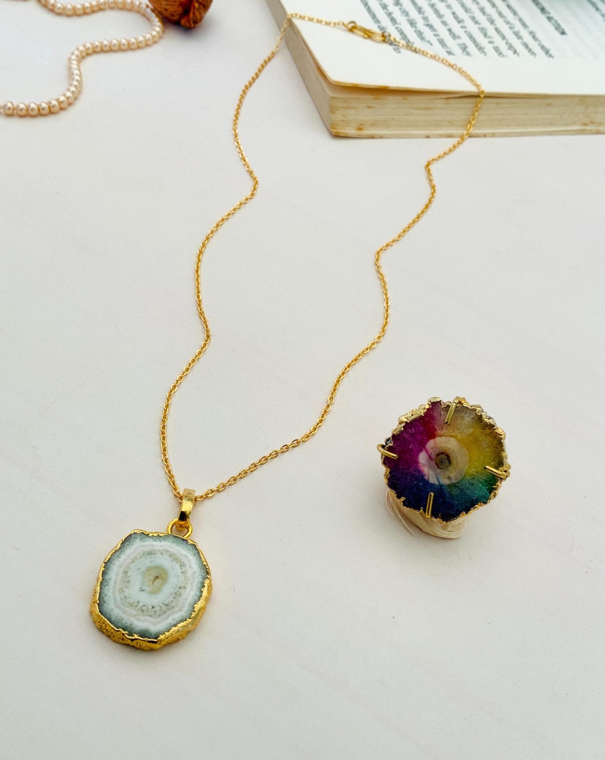 Elegant Druzy Stone Design Pendant Chain Combo - Abdesignsjewellery
