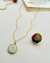 Thumbnail for Elegant Druzy Stone Design Pendant Chain Combo - Abdesignsjewellery