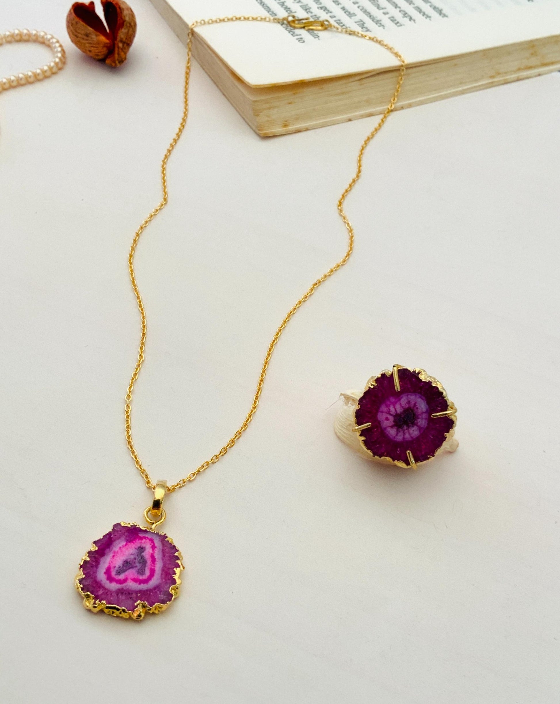 Aishi Ghosh Druzy Stone Design Pendant & Chain - Abdesignsjewellery