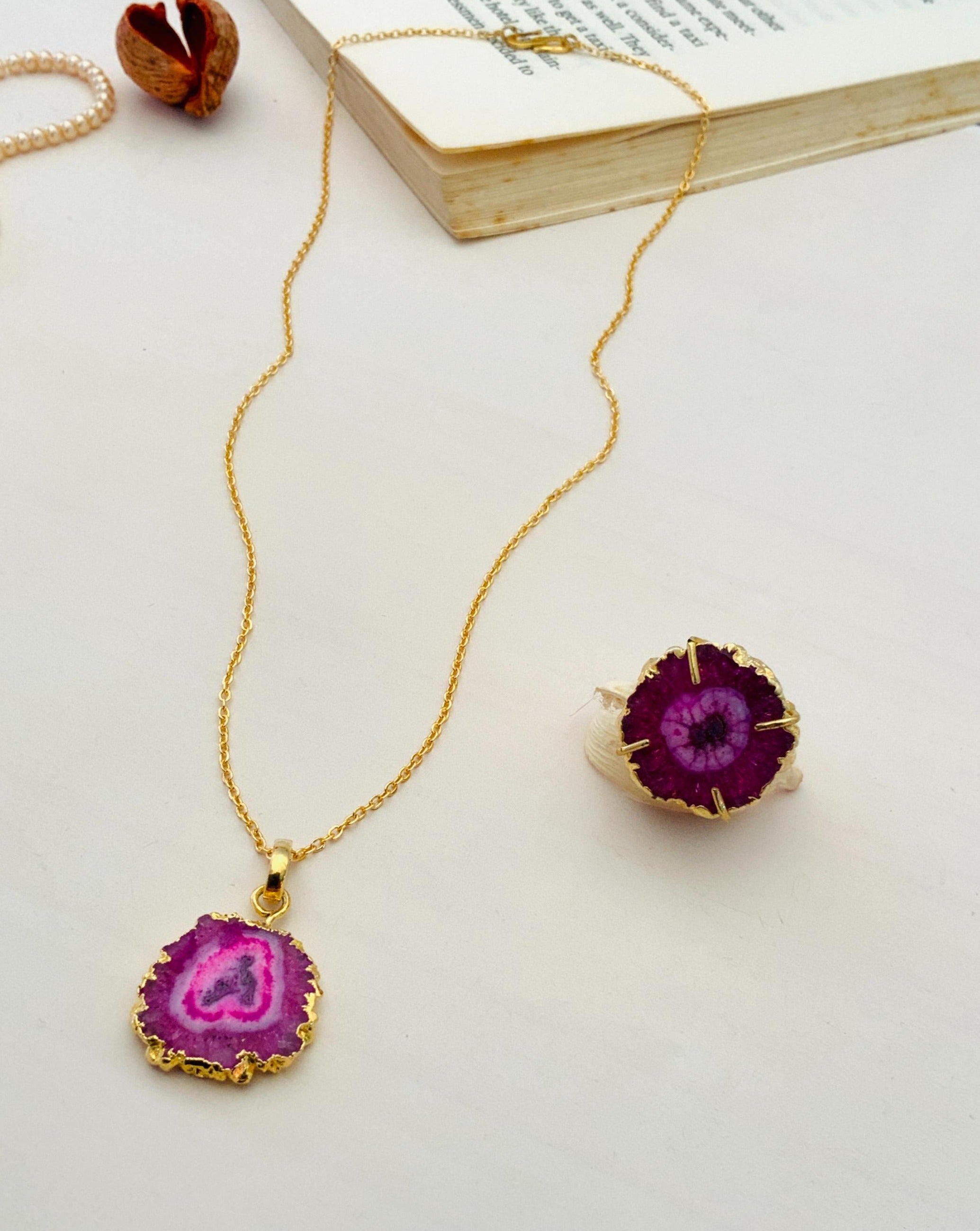 Aishi Ghosh Druzy Stone Design Pendant & Chain - Abdesignsjewellery