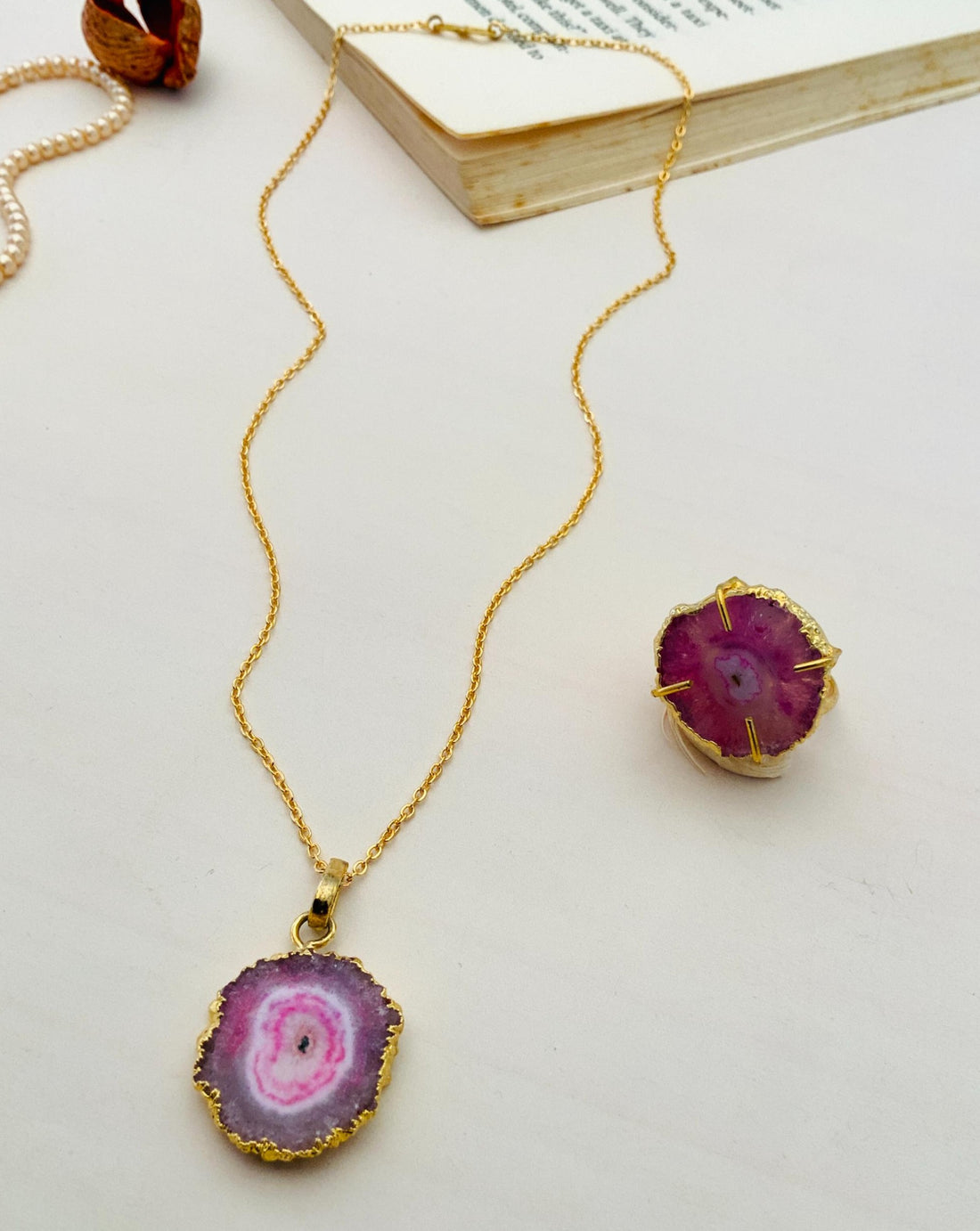Elegant Druzy Stone Design Pendant Chain Combo - Abdesignsjewellery