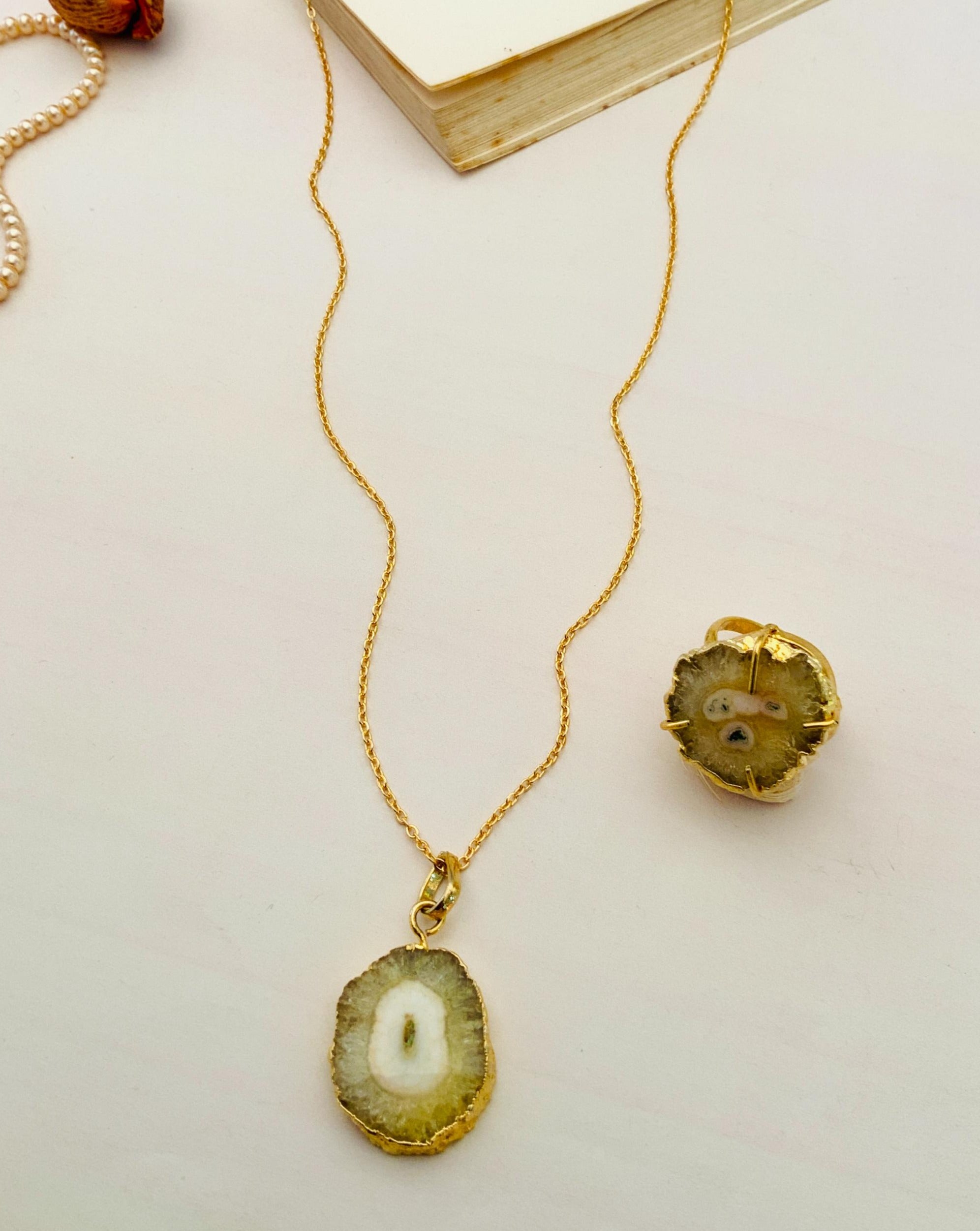 Elegant Druzy Stone Design Pendant Chain Combo - Abdesignsjewellery