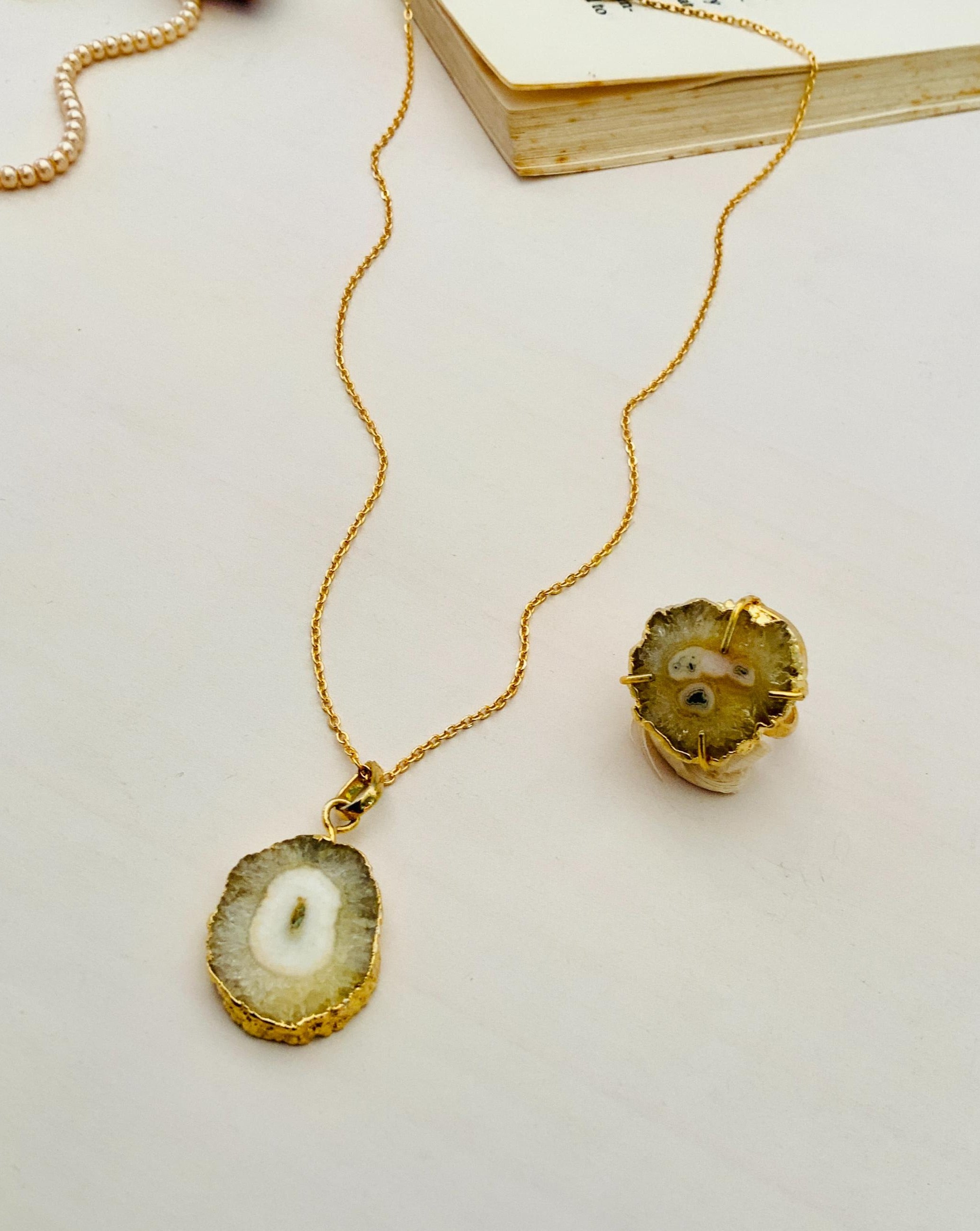 Elegant Druzy Stone Design Pendant Chain Combo - Abdesignsjewellery