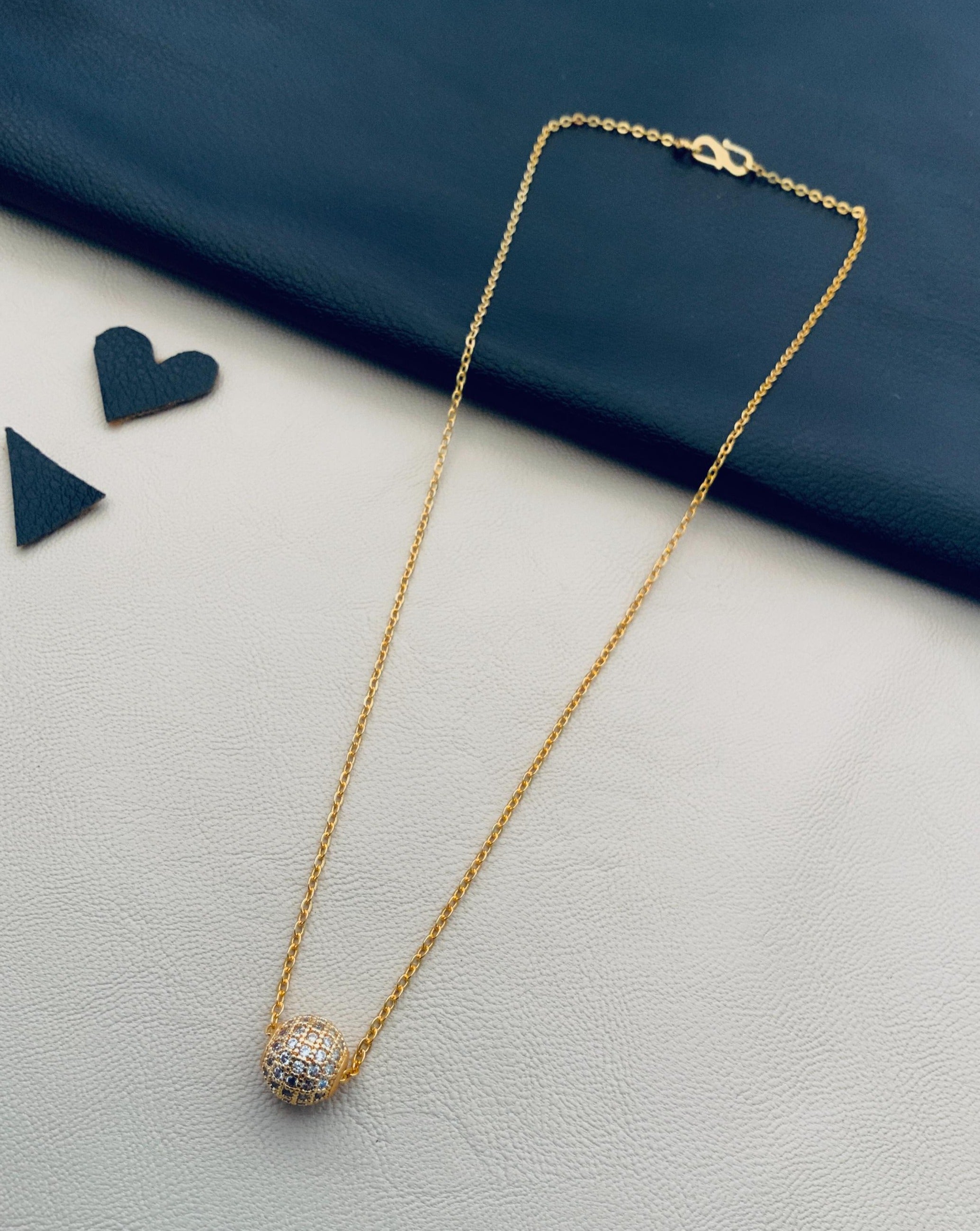 Designs Ball Chain Pendant Dailywear Round Golden Ball Necklace