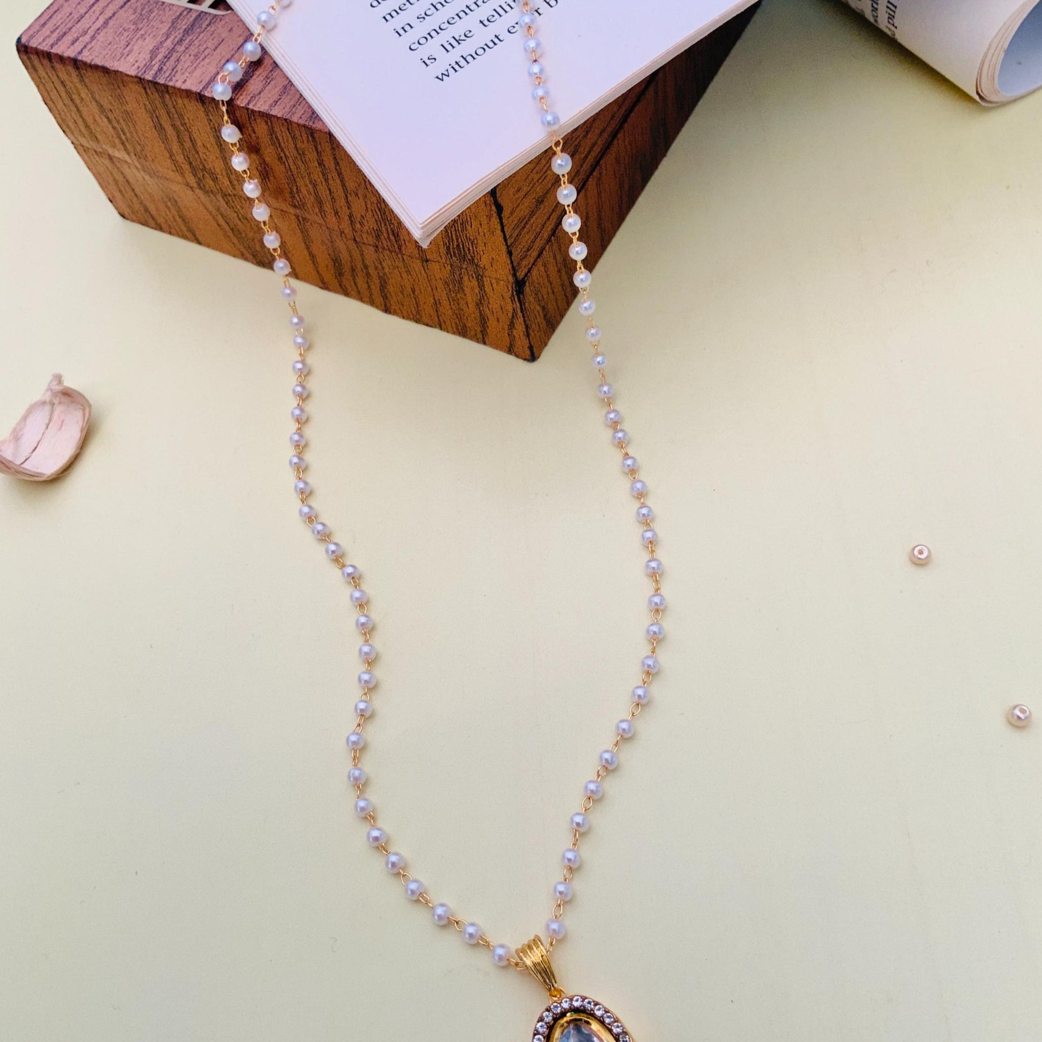 Gold Plated Polki Pendant Chain