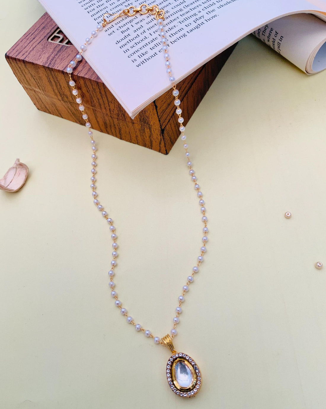 Gold Plated Polki Pendant Chain