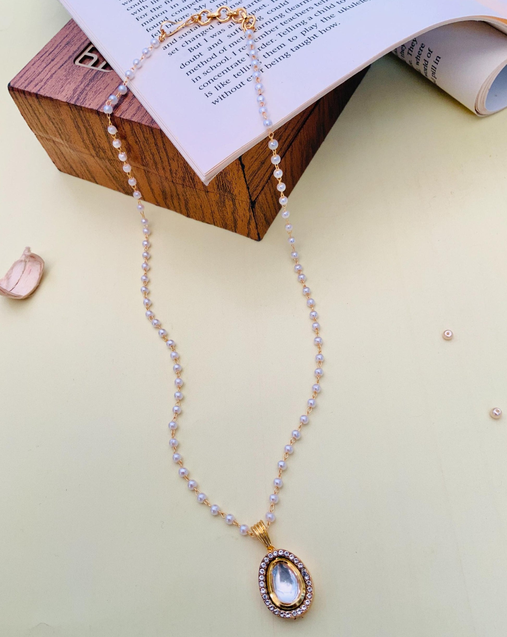 Gold Plated Polki Pendant Chain