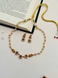 Thumbnail for Gold Plated Temple Necklace With Pair Of Earrings - Abdesignsjewellery