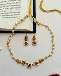 Thumbnail for Gold Plated Temple Necklace With Pair Of Earrings - Abdesignsjewellery