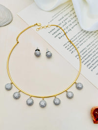 Thumbnail for American Diamond Statement Gold Plated Hasli Necklace Set