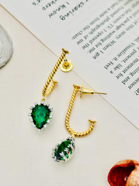 Thumbnail for Gold Plated Statement Emerald Green Hasli Necklace Set