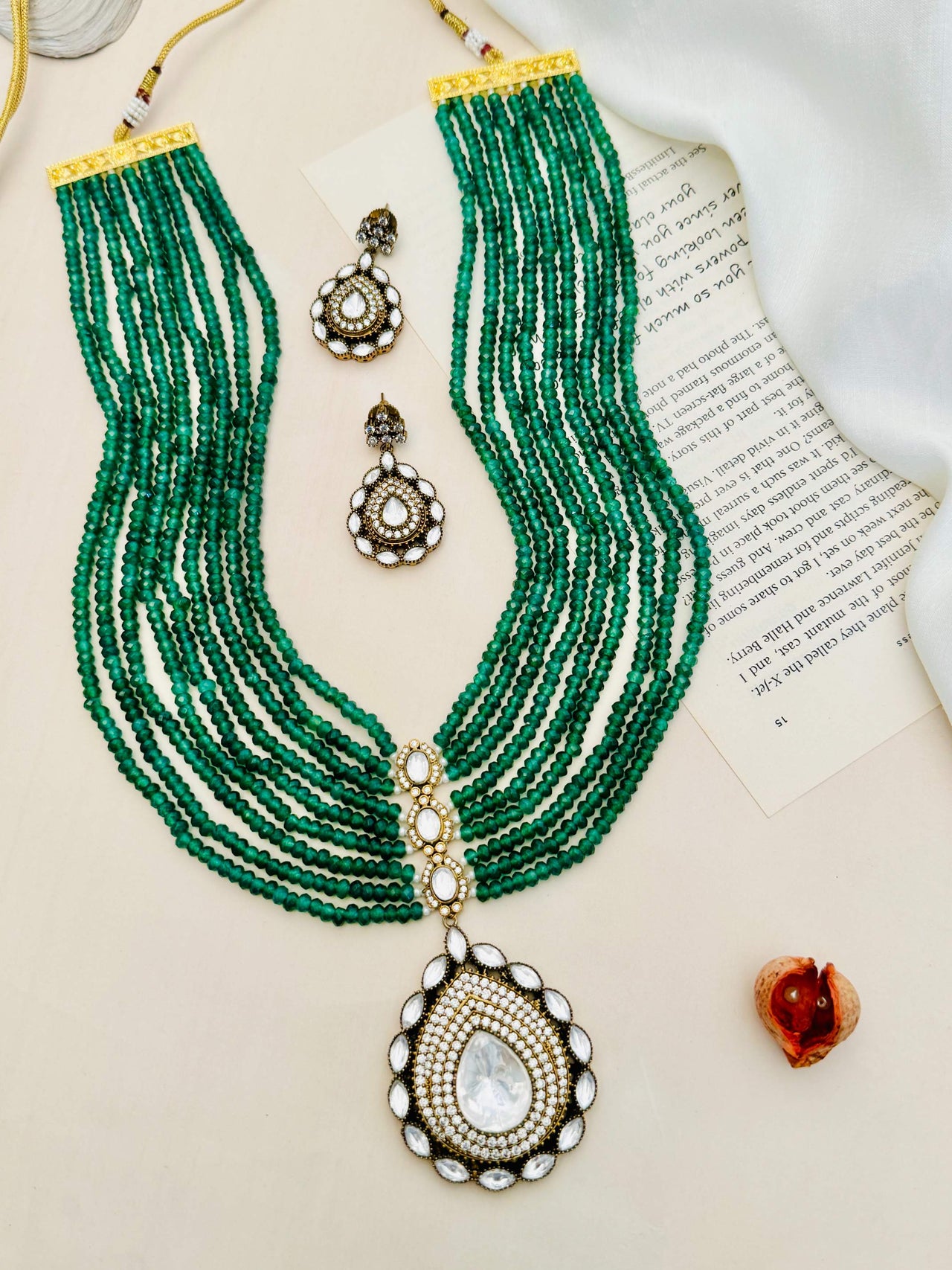 Polki Mala Green Set