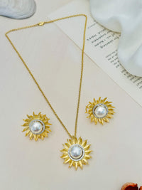 Thumbnail for Mesmerizing Gold Plated Polki Pendant Chain Set