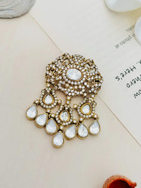 Thumbnail for Wedding Premium Gold Plated Polki Men Brooch Pin