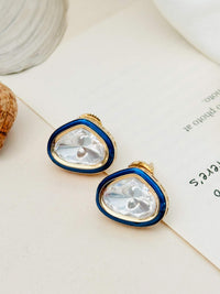 Thumbnail for Simple Gold Uncut Polki Diamond Stud Earrings