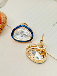 Thumbnail for Simple Gold Uncut Polki Diamond Stud Earrings