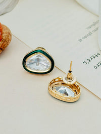 Thumbnail for Simple Gold Uncut Polki Diamond Stud Earrings