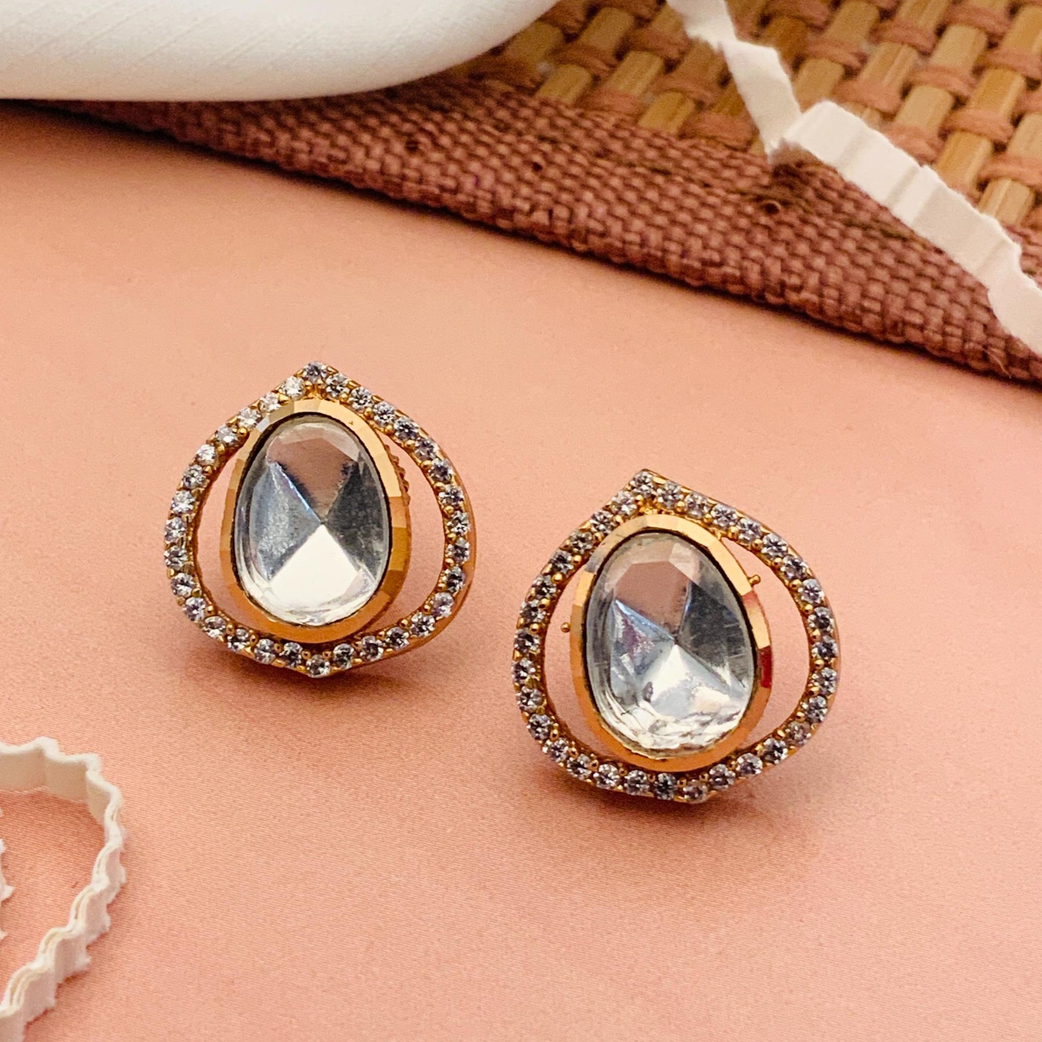 Gold Plate Polki Earring 