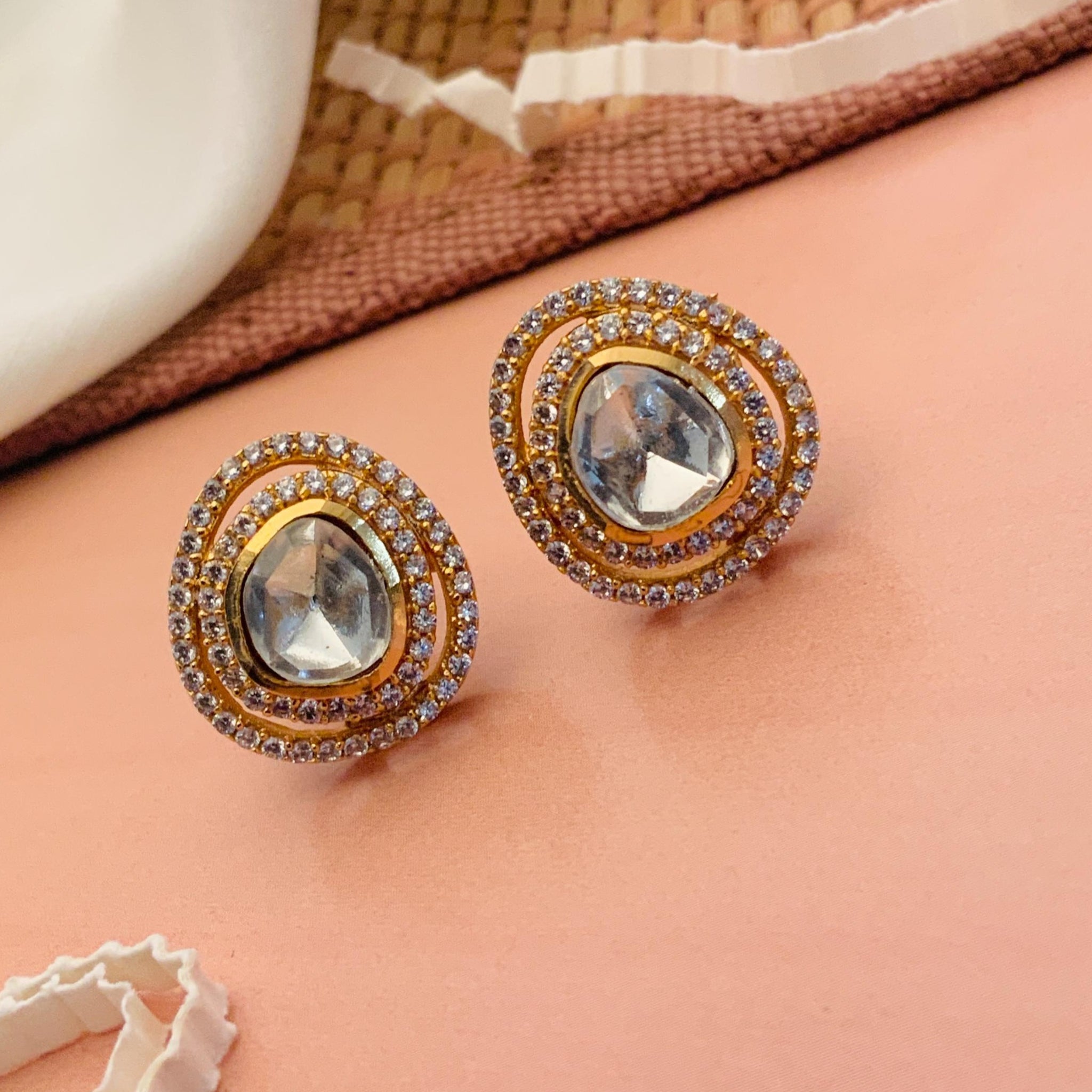 Uncut Polki Diamond Stud Earring