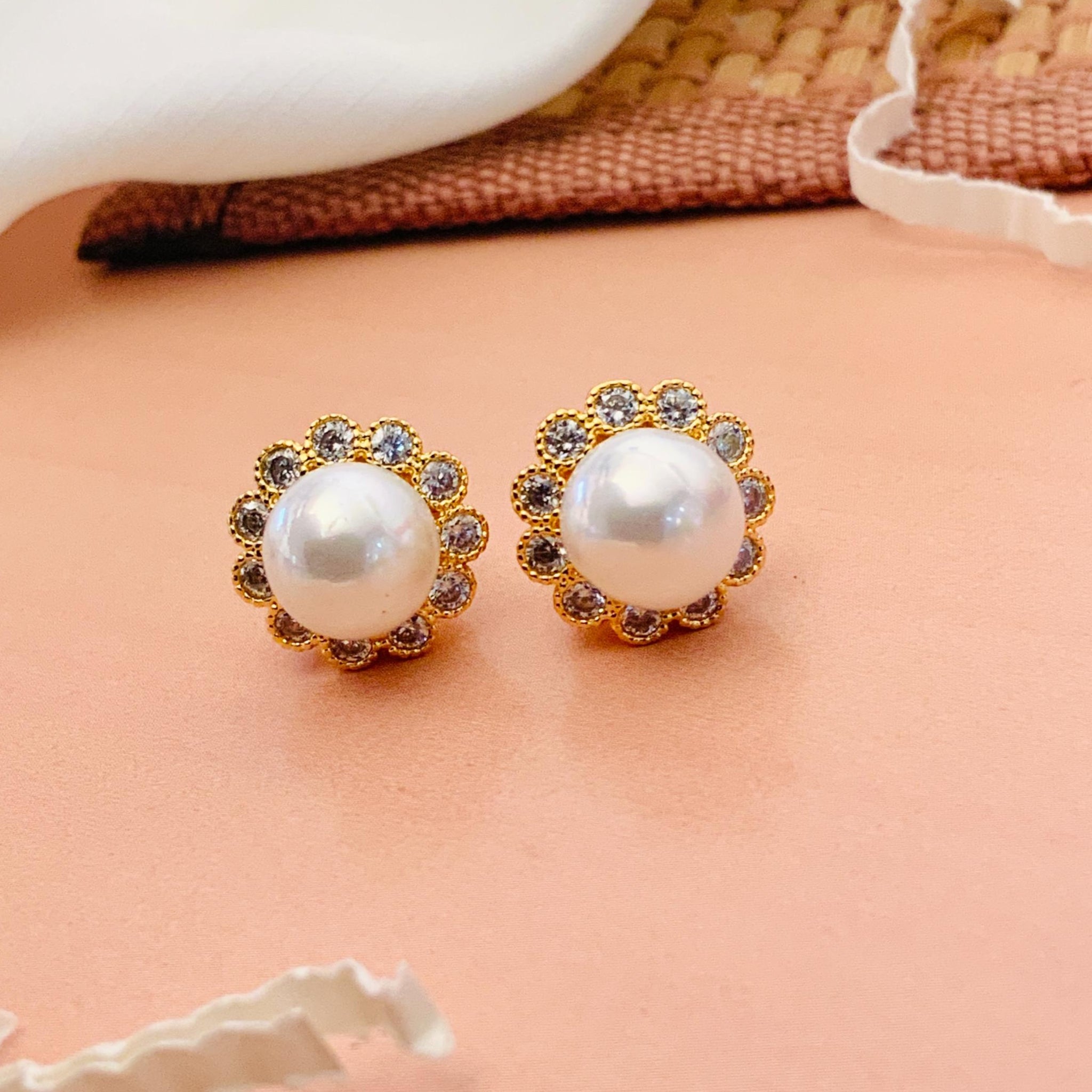 Gold Plated Pearl Studs