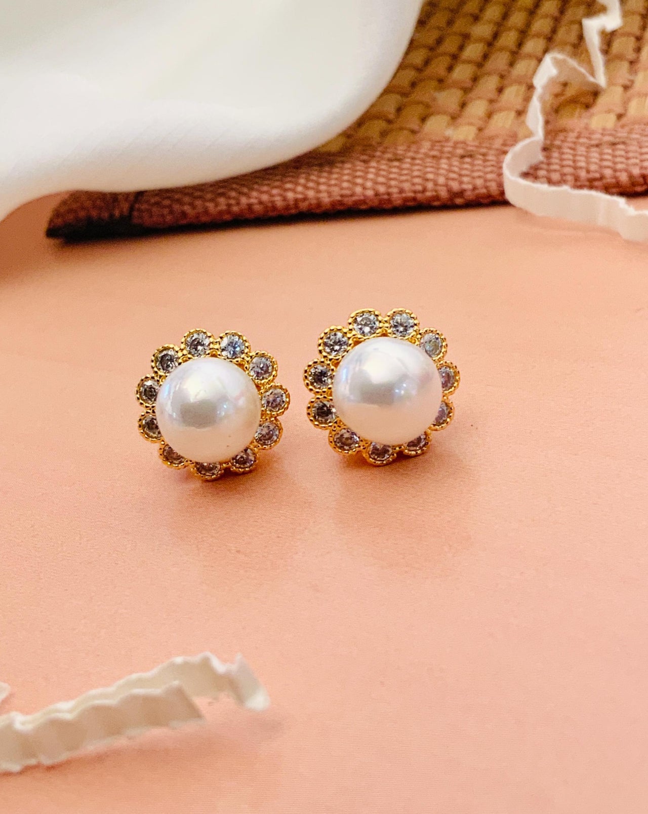 Gold Plated Pearl Studs