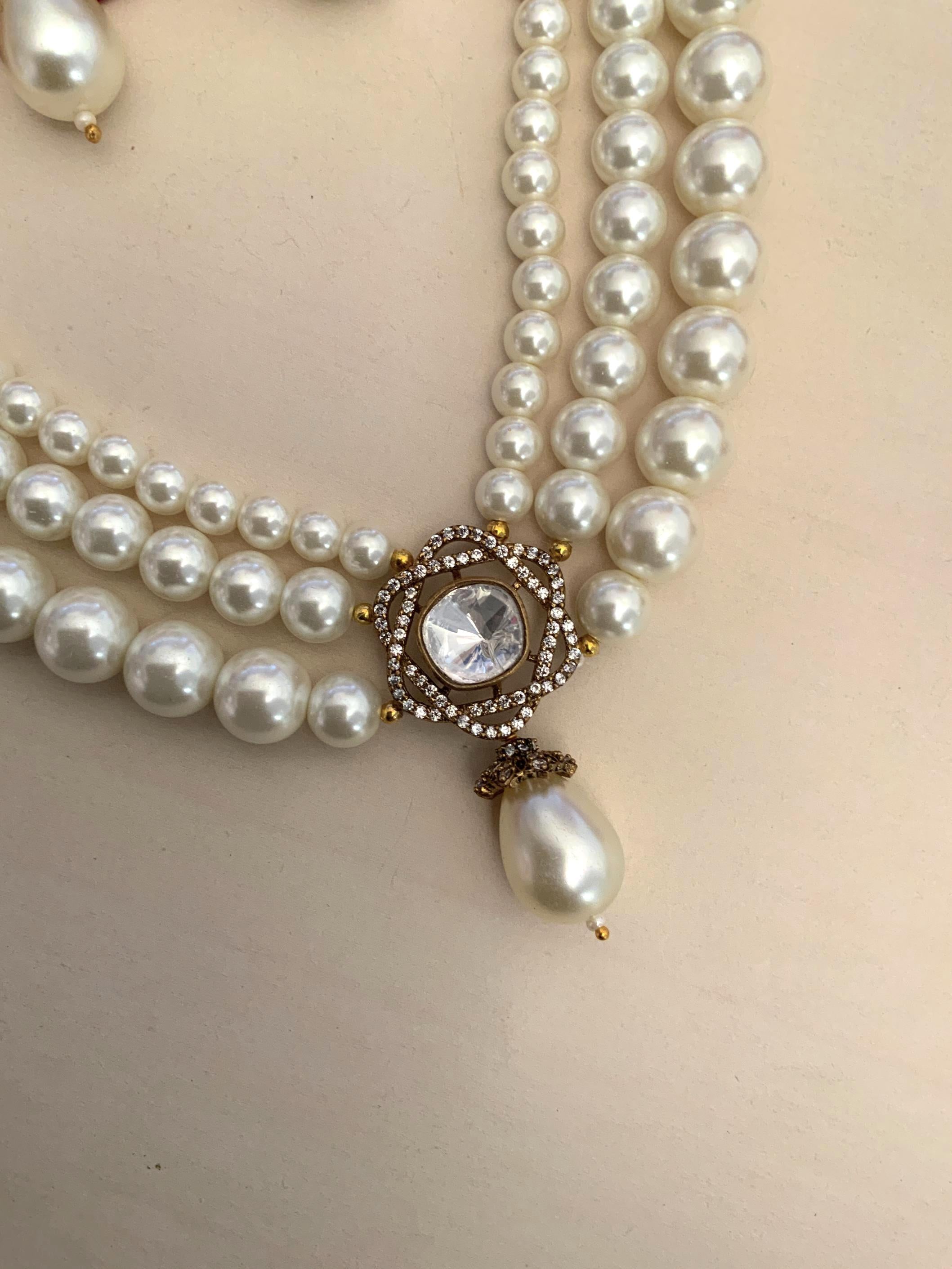 High Quality Gold Plated Pearl Necklace Set