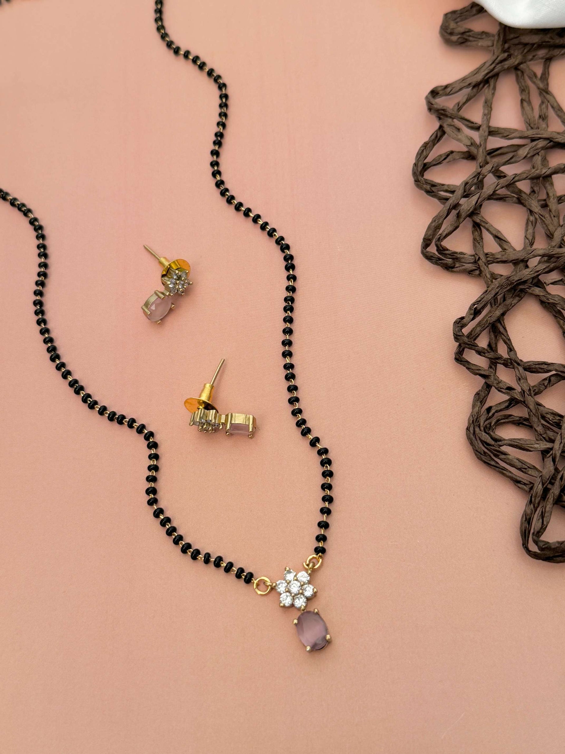 Simple Gold Plated American Diamond Mangalsutra - mangalsutra by Abdesigns Jewellery