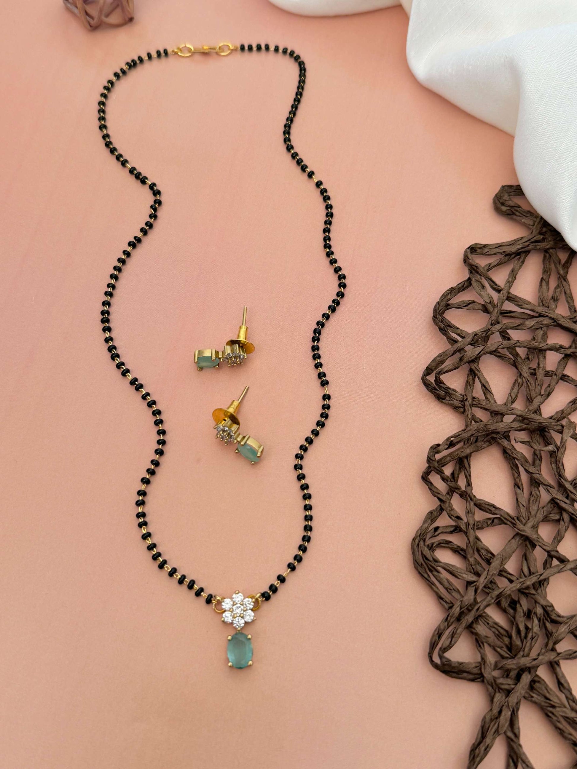 Simple Gold Plated American Diamond Mangalsutra - mangalsutra by Abdesigns Jewellery