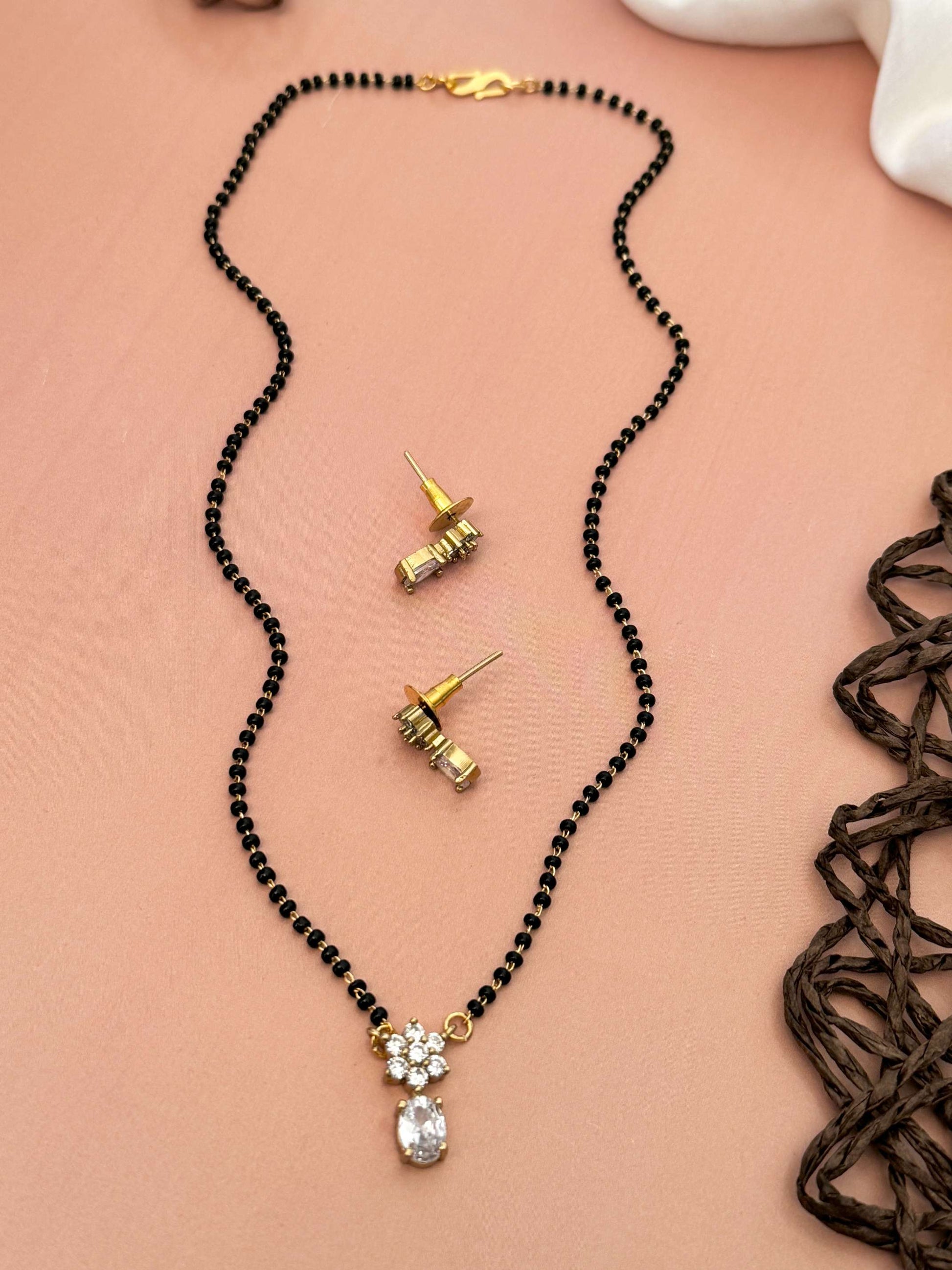 Simple Gold Plated American Diamond Mangalsutra - mangalsutra by Abdesigns Jewellery