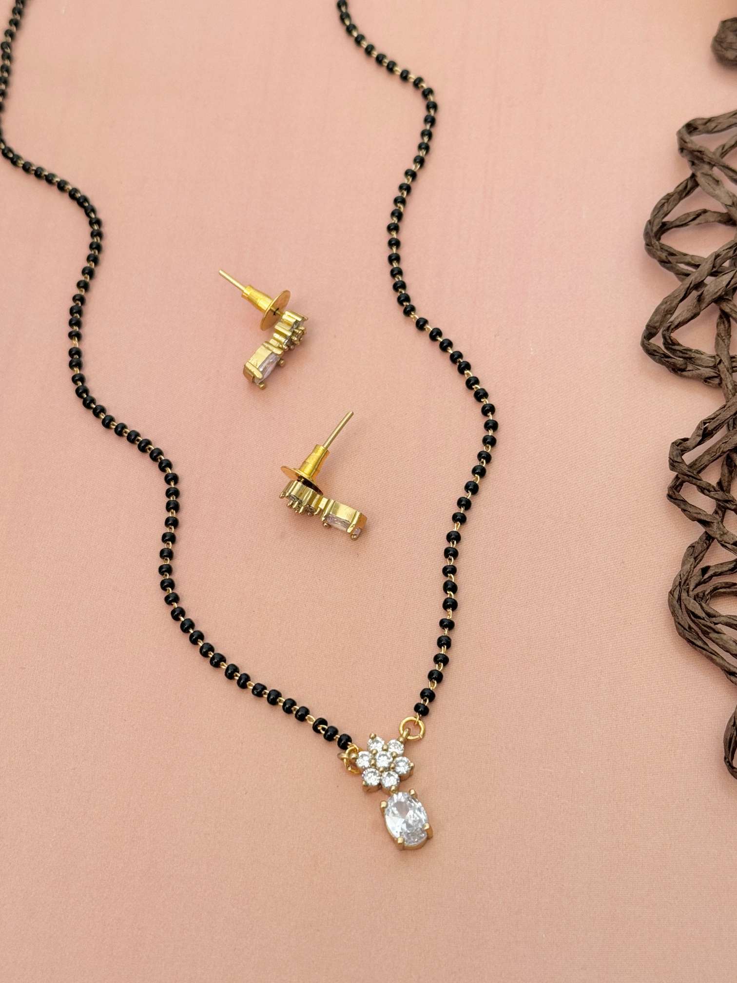 Simple Gold Plated American Diamond Mangalsutra - mangalsutra by Abdesigns Jewellery