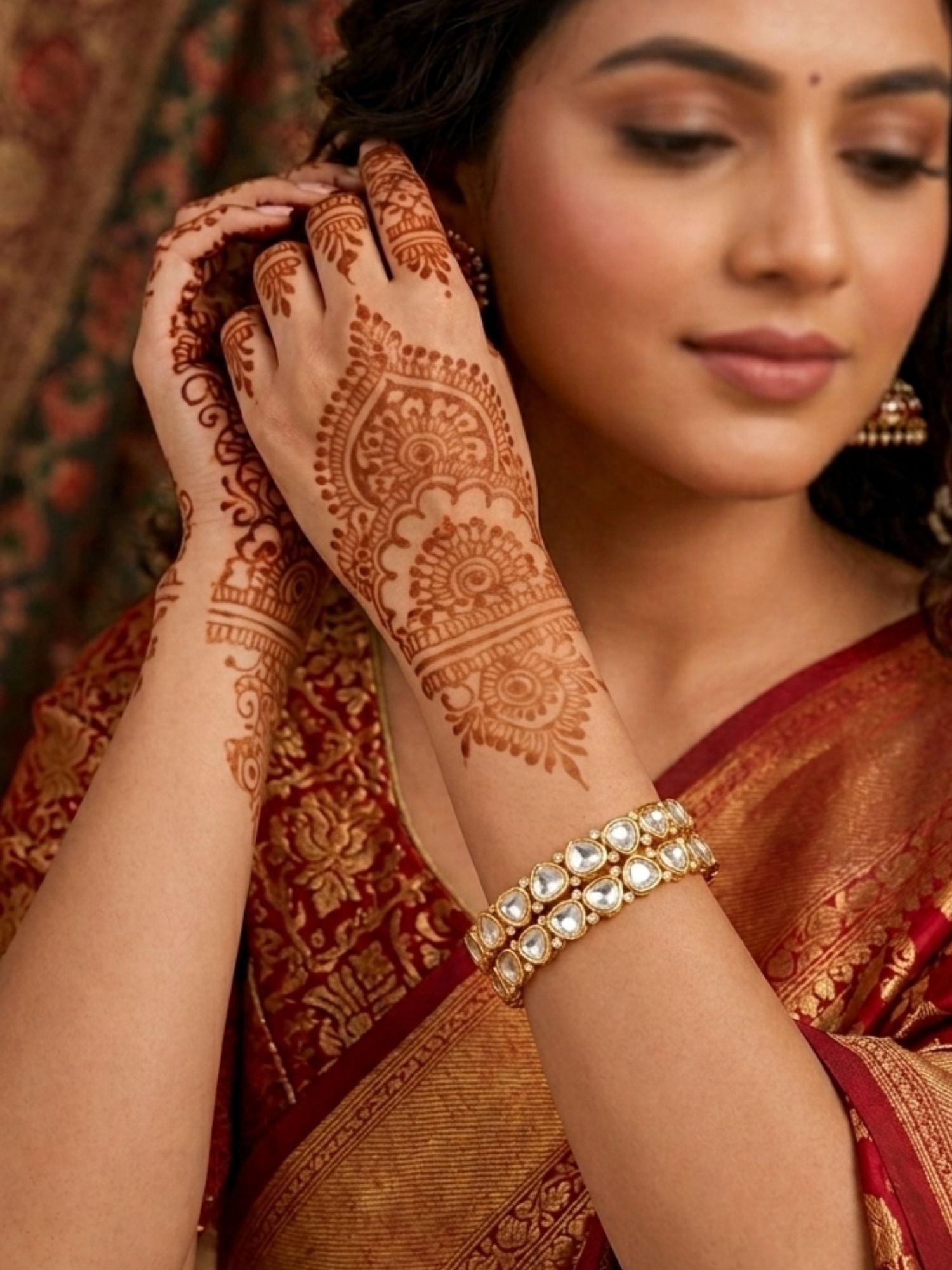 Abdesigns gold plated slim polki moissanite bangles for women elegant traditional jewellery